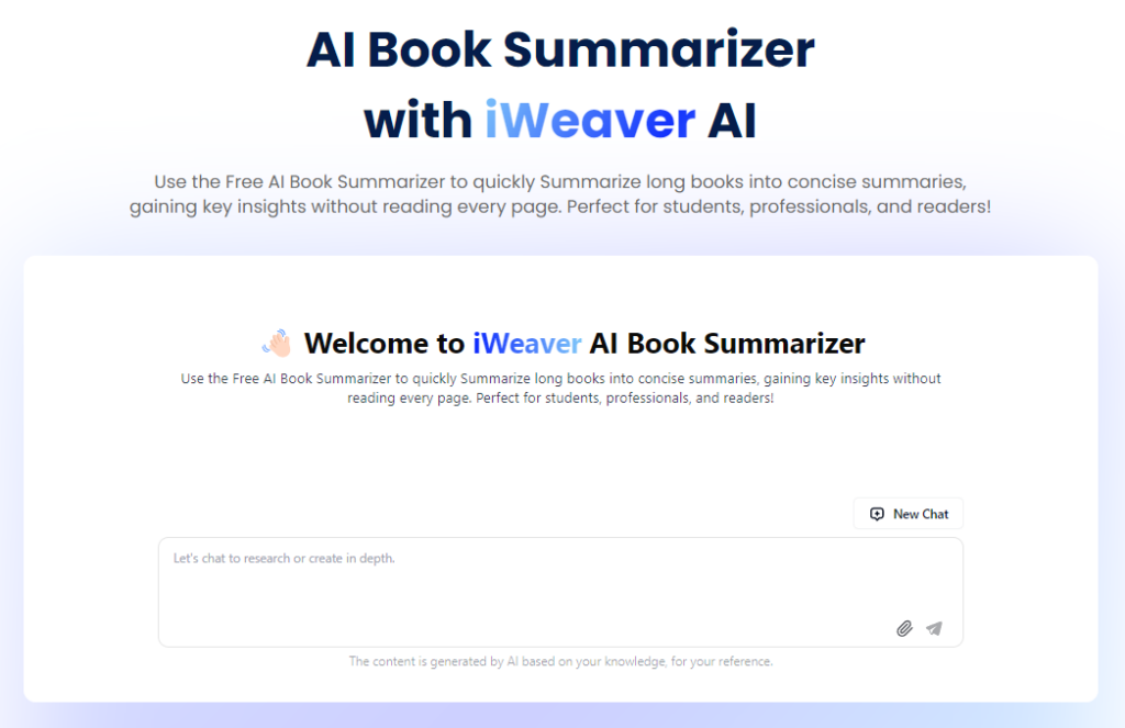 Resumidor de libros con IA de iWeaver AI
