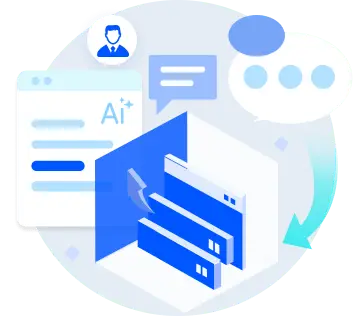 Un empleado en un entorno corporativo visualiza un módulo de capacitación sobre cumplimiento creado con IA. El módulo se simplifica visualmente, transformando un extenso documento de políticas en resúmenes de capacitación escaneables y comprobaciones rápidas de conocimientos para una rápida incorporación.
