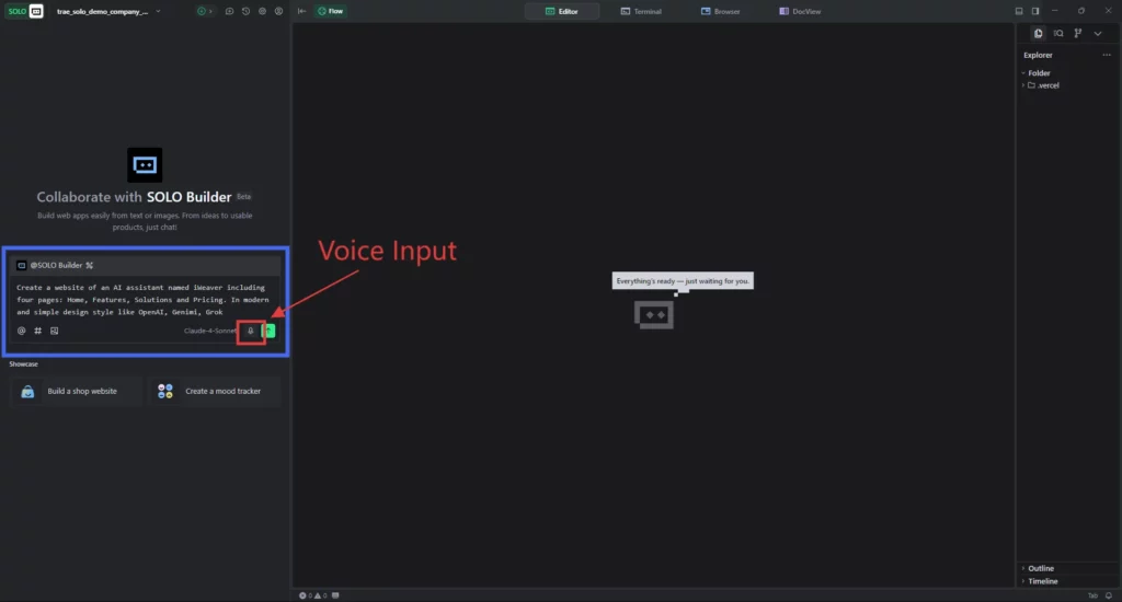 Introducción de un mensaje inicial sobre Desde un mensaje único hasta la implementación completa | Trae 2.0: SOLO es todo lo que necesitas
