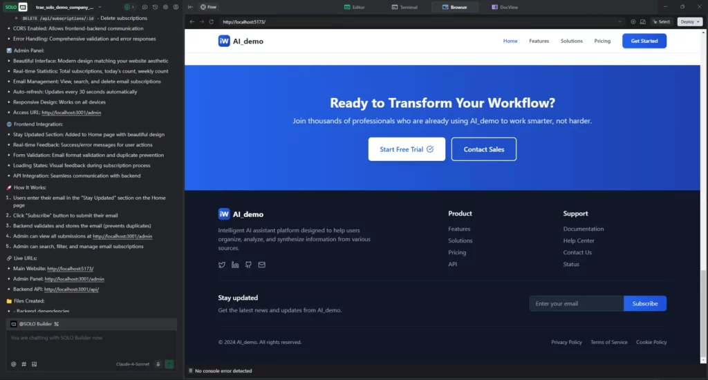 Desarrollo iterativo que agrega una función de pila completa (frontend) sobre De un solo mensaje a una implementación completa | Trae 2.0: SOLO es todo lo que necesitas