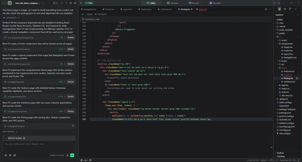 Codificación automática de contenido de página específico sobre Desde un solo mensaje hasta la implementación completa | Trae 2.0: SOLO es todo lo que necesitas
