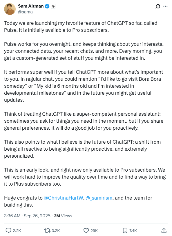 Aplicación ChatGPT Pulse