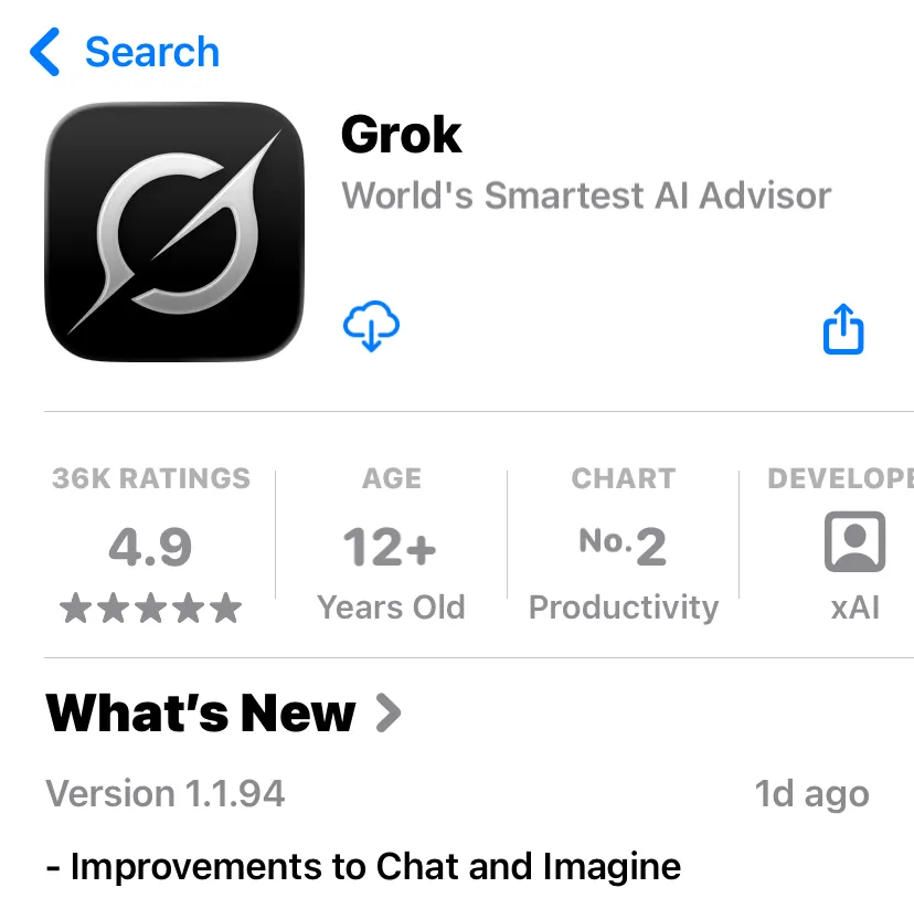 Actualización de Grok Imagine